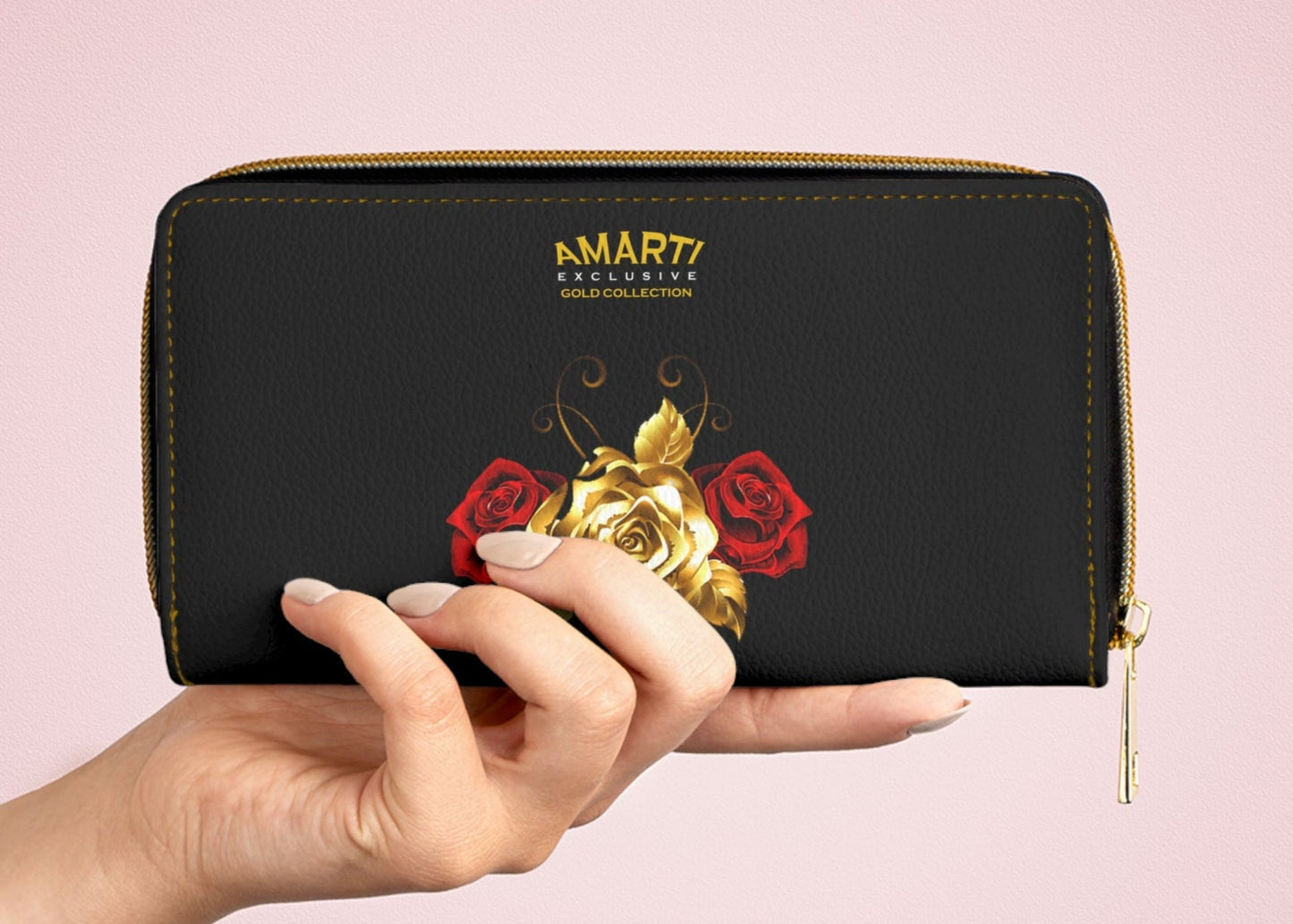 The GOLD Collection (Roses) - Slim Zipper Wallet