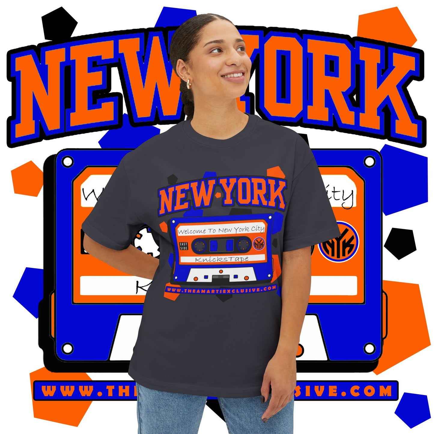 New York KnicksTape Cassette Oversized Tee - Unisex