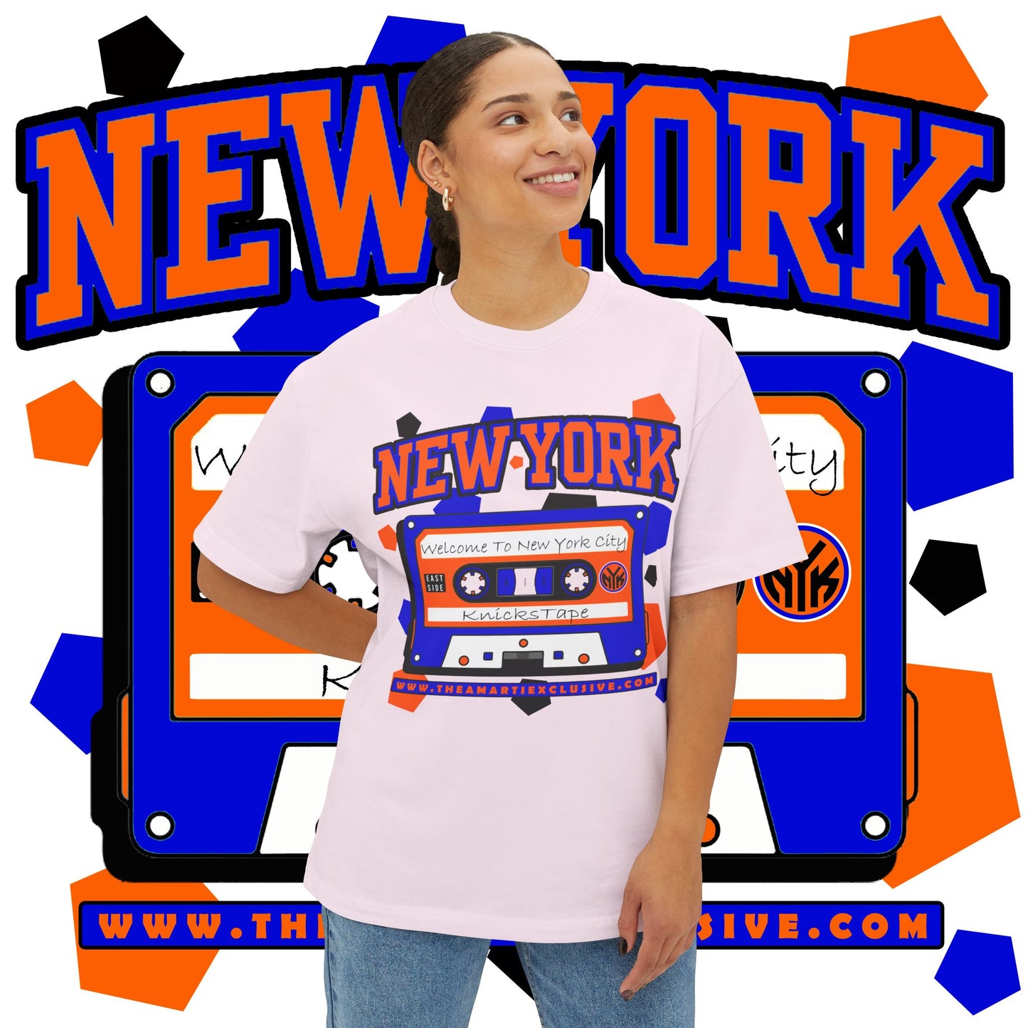 New York KnicksTape Cassette Oversized Tee - Unisex