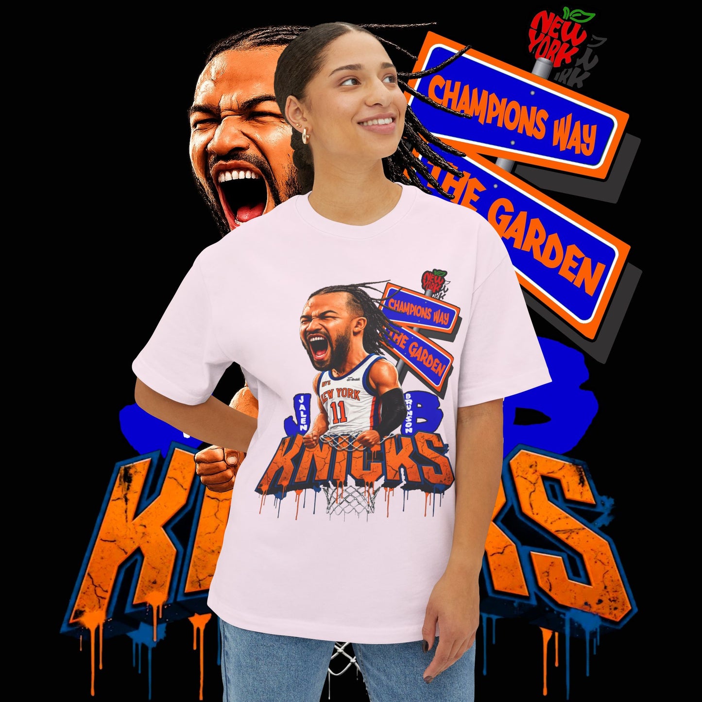 Jalen Brunson "Champions Way" Unisex Oversized Tee