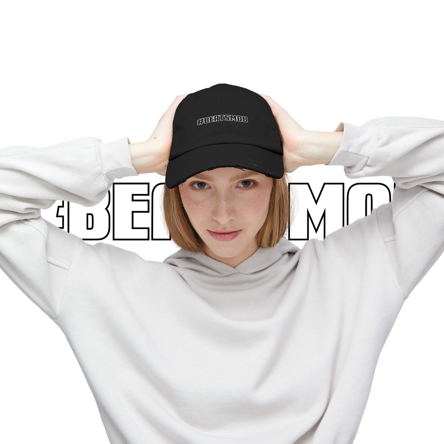 The #BEATSMOB Collection - Distressed Dad Cap (Ghost Letters)